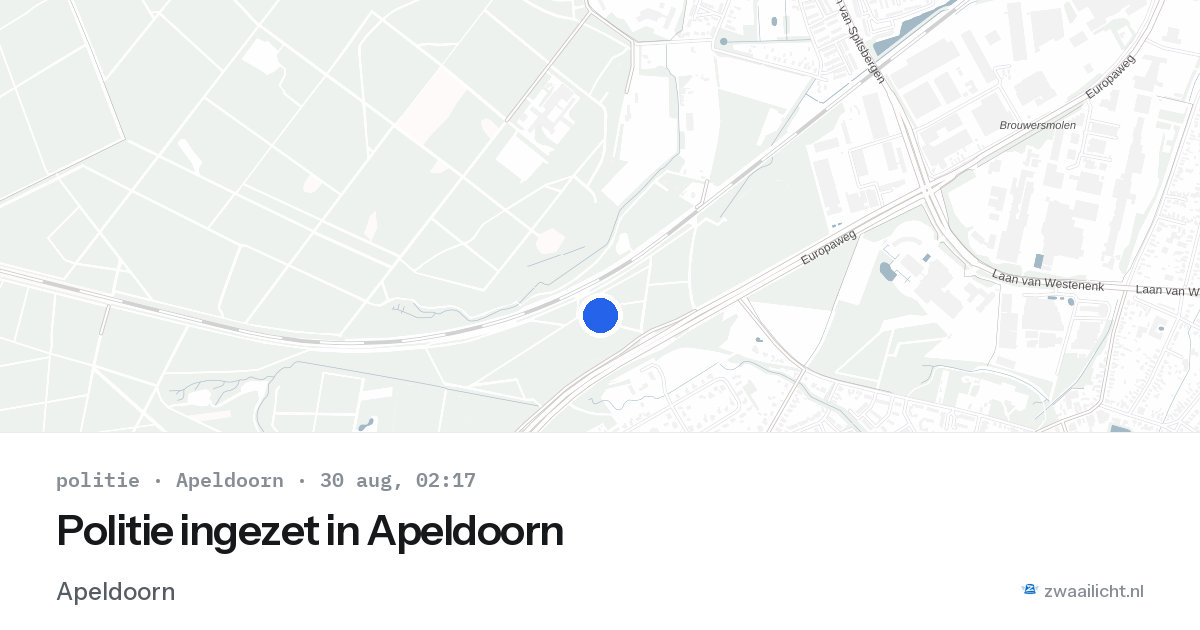 Politie ingezet in Apeldoorn — 30 aug 2026 | 🚨 Zwaailicht.nl