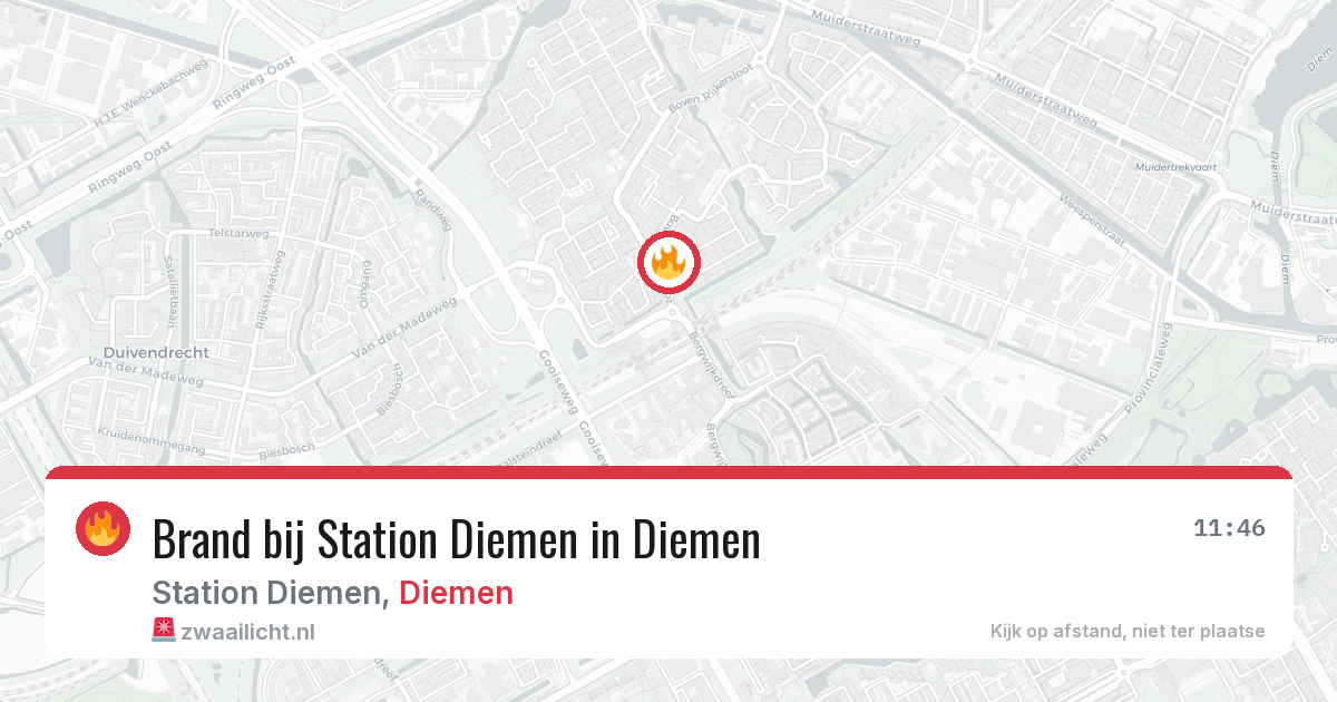 Brand bij Station Diemen in Diemen — 5 aug 2026