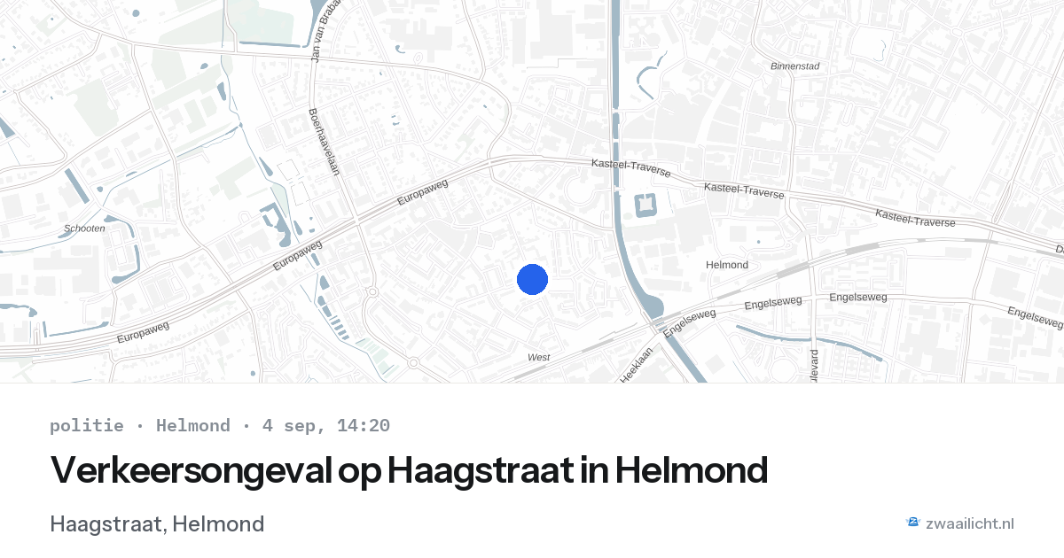 Verkeersongeval op Haagstraat in Helmond — 4 sep 2026