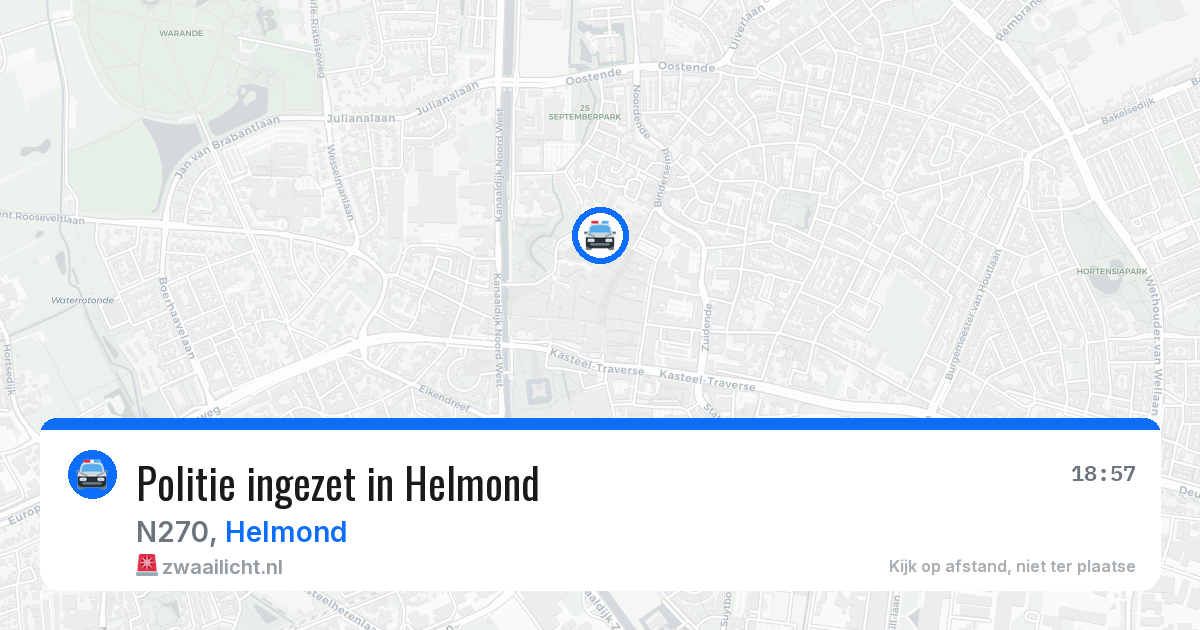 Politie ingezet in Helmond — 9 jun 2026 | 🚨 Zwaailicht.nl