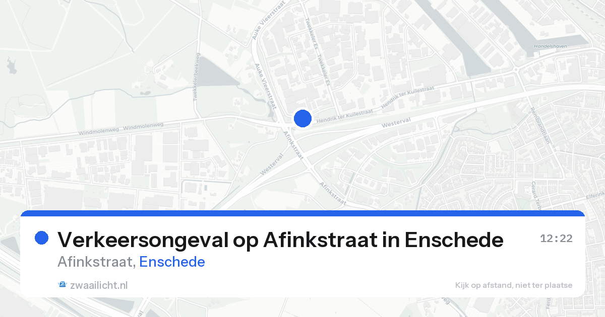 Verkeersongeval op Afinkstraat in Enschede — 15 aug 2026