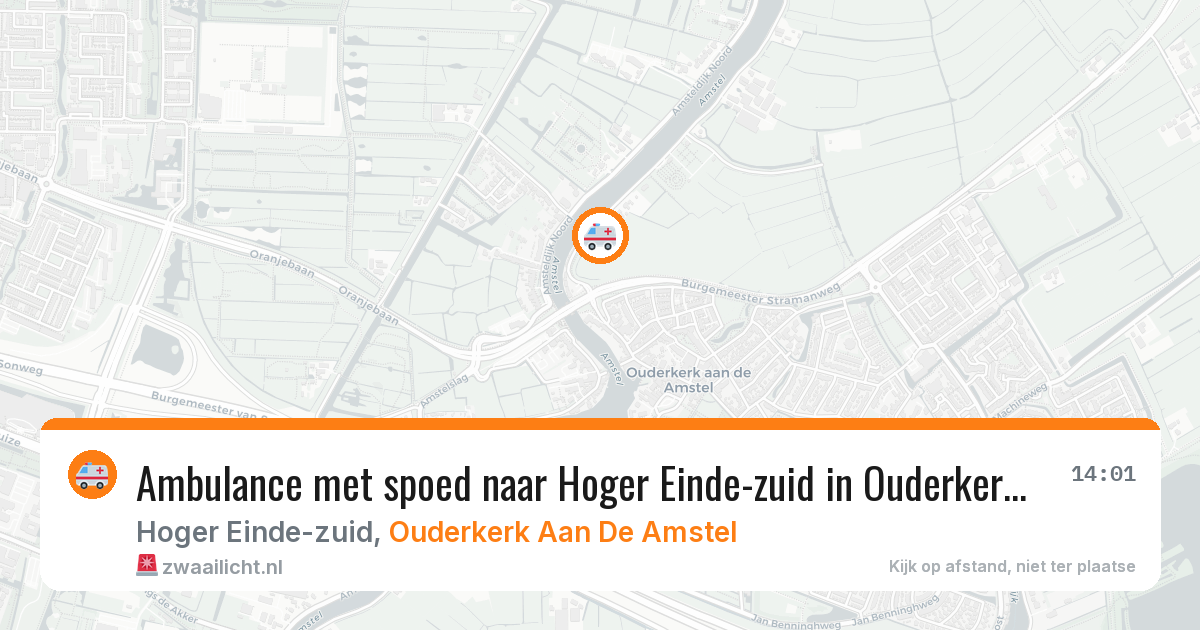Ambulance met spoed naar Hoger Einde-zuid in Ouderkerk Aan De Amstel — 19 jul 2026