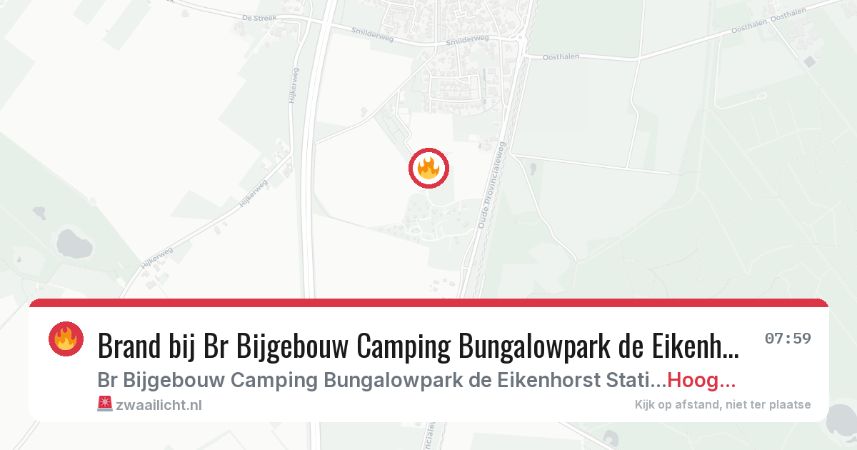Brand bij Br Bijgebouw Camping Bungalowpark de Eikenhorst Stationsstraat in Hooghalen — 8 feb 2026