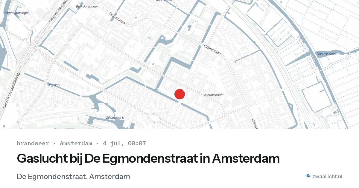 Gaslucht bij De Egmondenstraat in Amsterdam — 3 jul 2026