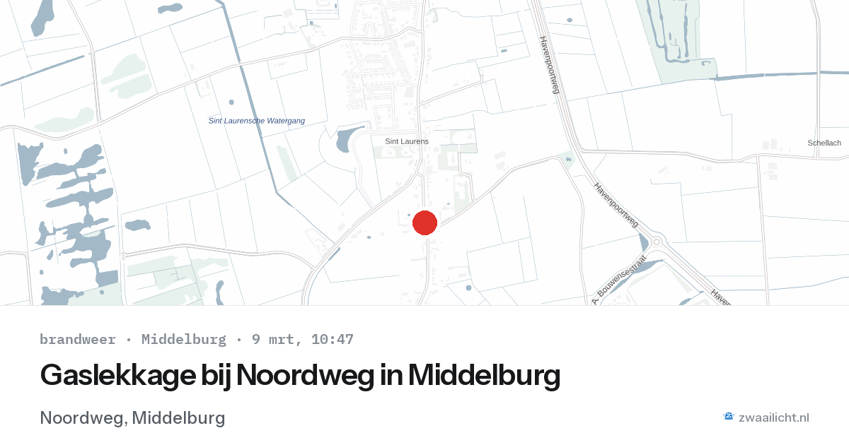 Gaslekkage bij Noordweg in Middelburg — 9 mrt 2026