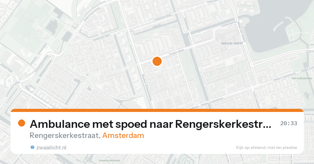 Ambulance met spoed naar Rengerskerkestraat in Amsterdam — 15 aug 2026