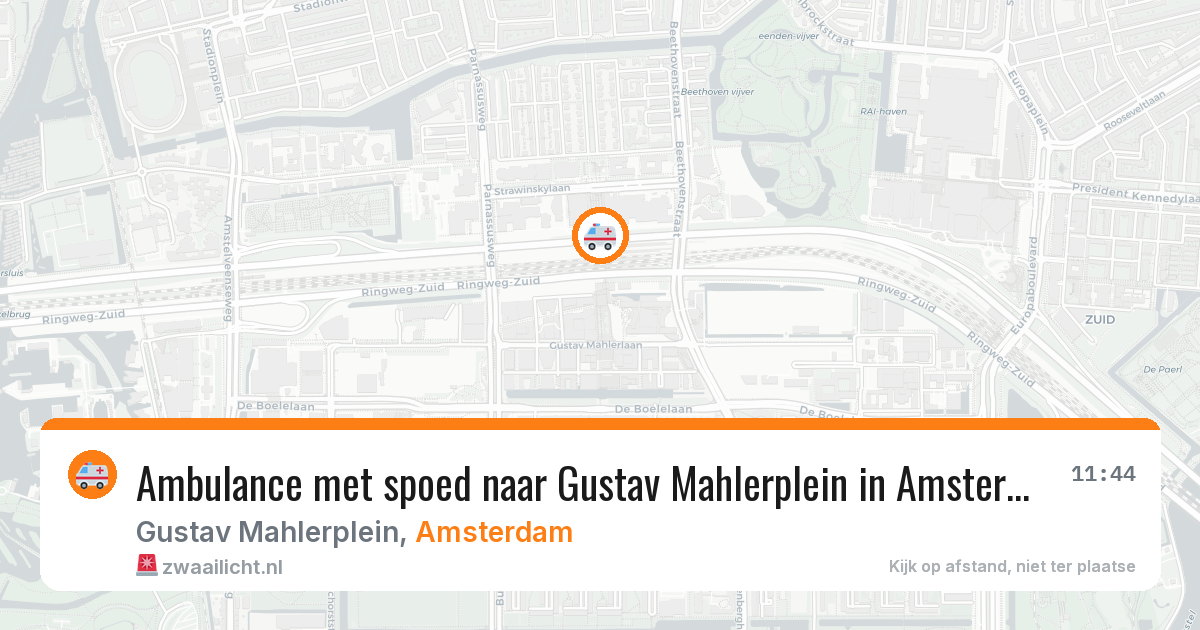 Ambulance met spoed naar Gustav Mahlerplein in Amsterdam — 10 aug 2026