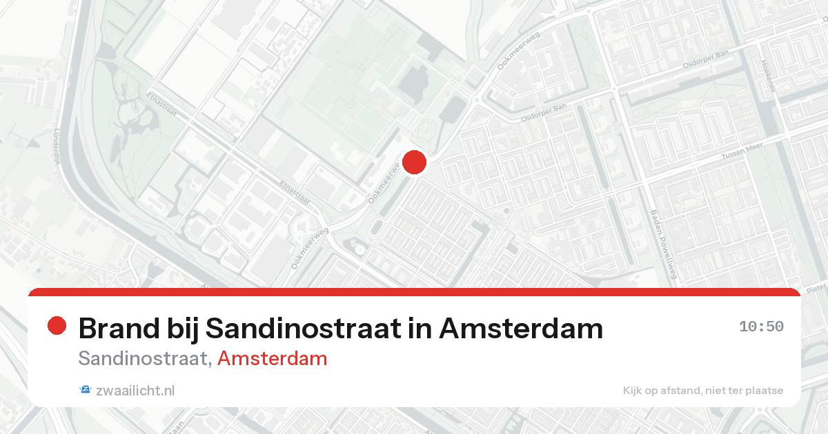 Brand bij Sandinostraat in Amsterdam — 17 aug 2026