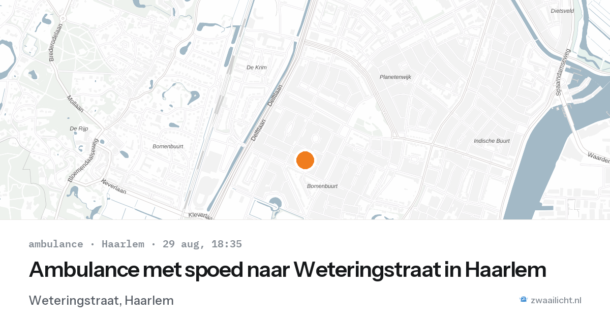 Ambulance met spoed naar Weteringstraat in Haarlem — 29 aug 2026