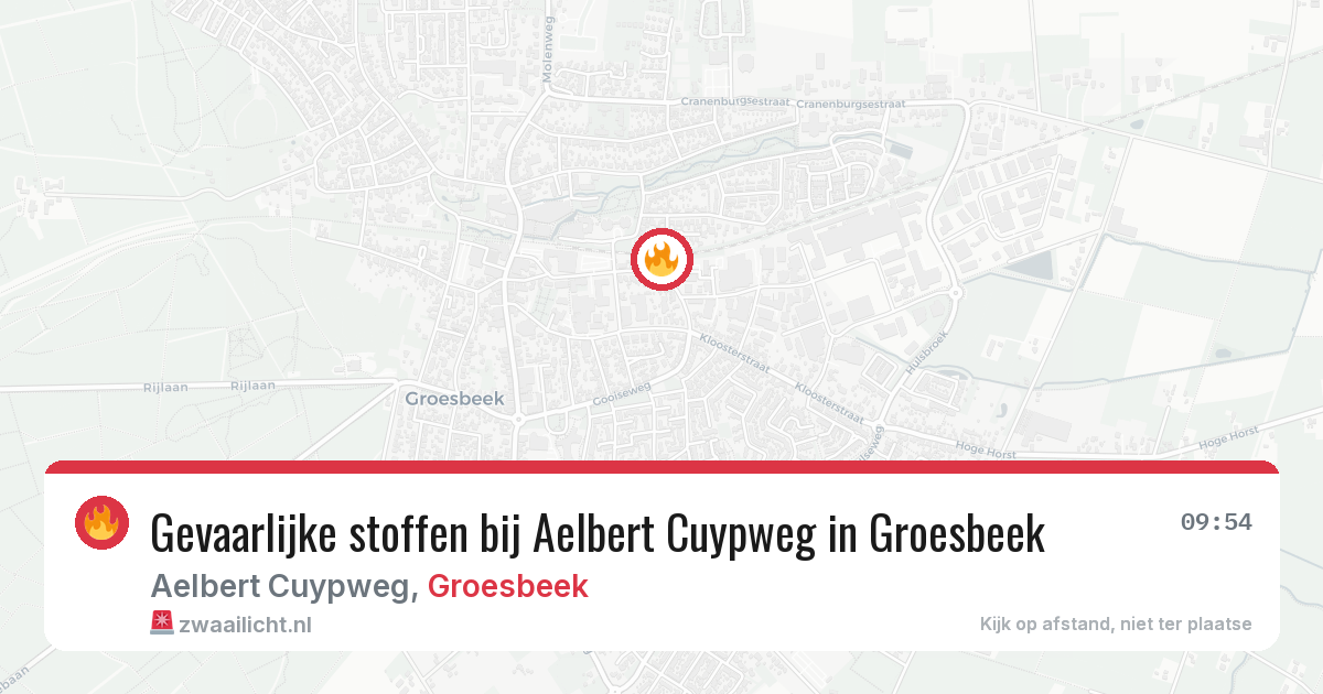 Gevaarlijke stoffen bij Aelbert Cuypweg in Groesbeek — 13 jul 2026