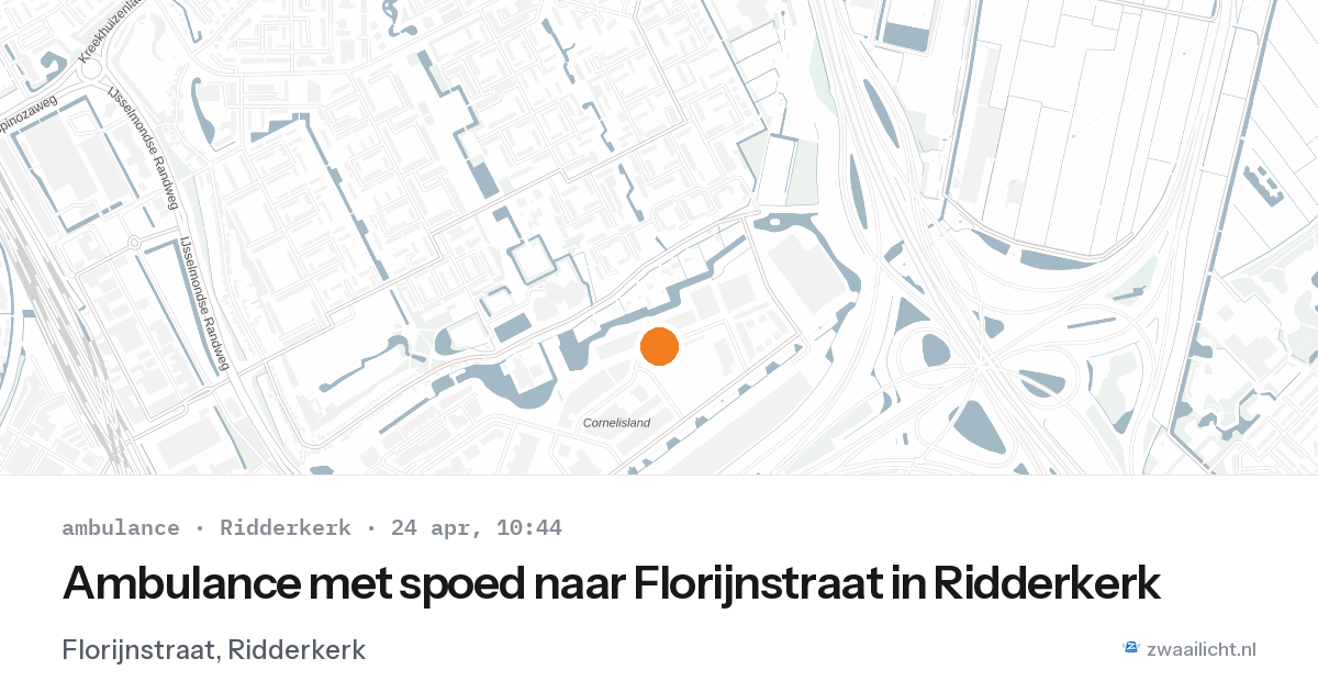 Ambulance met spoed naar Florijnstraat in Ridderkerk — 24 apr 2026
