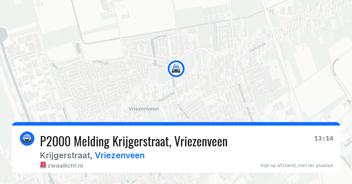 P2000 Melding Krijgerstraat, Vriezenveen — 1 jun 2026