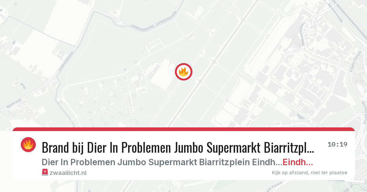 Brand bij Dier In Problemen Jumbo Supermarkt Biarritzplein Eindhoven in Eindhoven — 13 jul 2026