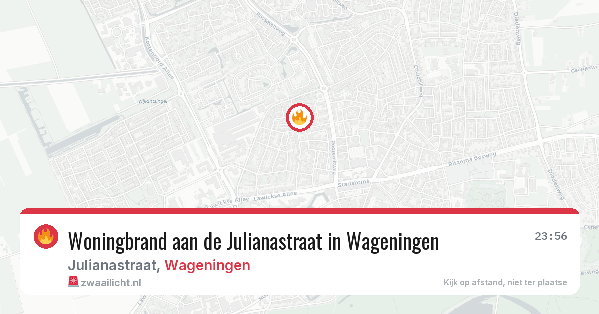 Woningbrand aan de Julianastraat in Wageningen — 25 mei 2026