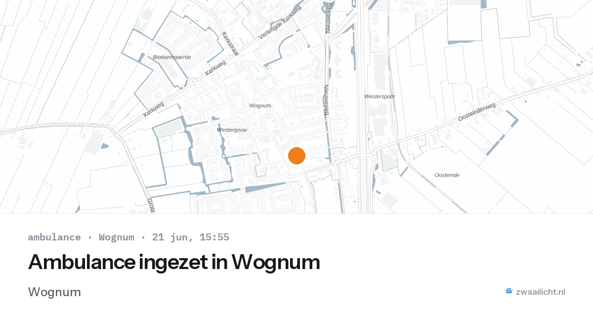 Ambulance ingezet in Wognum — 21 jun 2026 | 🚨 Zwaailicht.nl