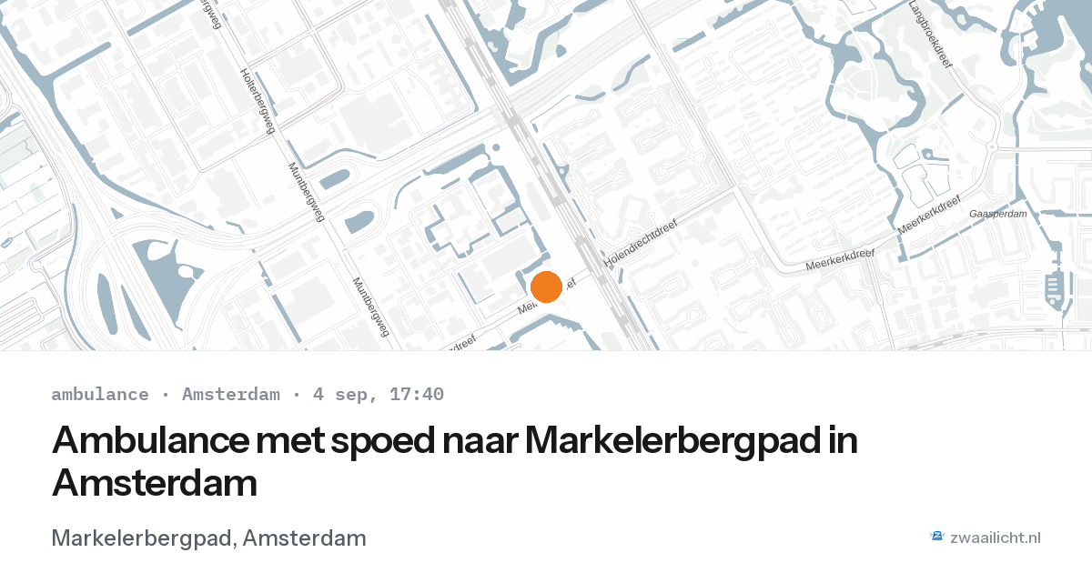 Ambulance met spoed naar Markelerbergpad in Amsterdam — 4 sep 2026