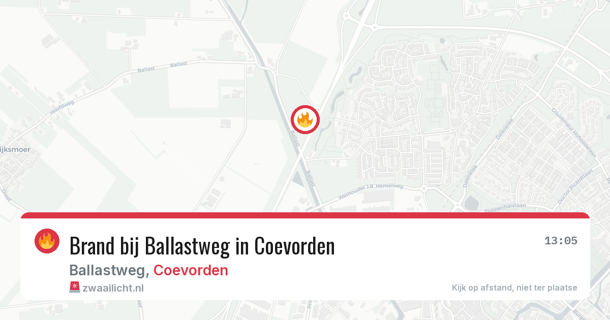 Brand bij Ballastweg in Coevorden — 19 jun 2026