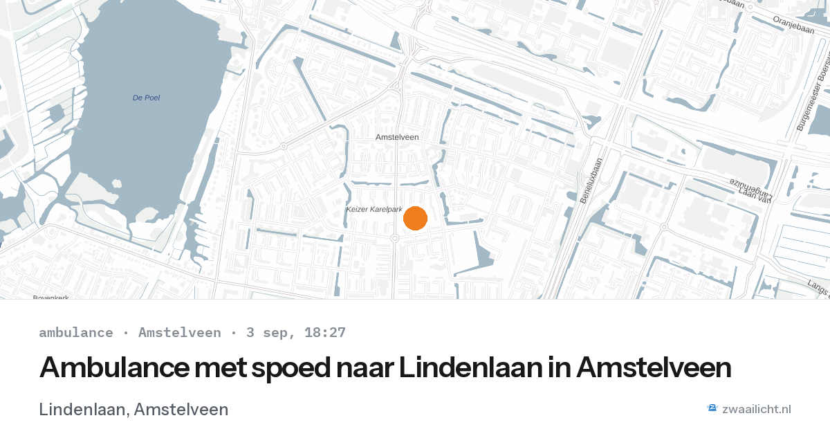 Ambulance met spoed naar Lindenlaan in Amstelveen — 3 sep 2026