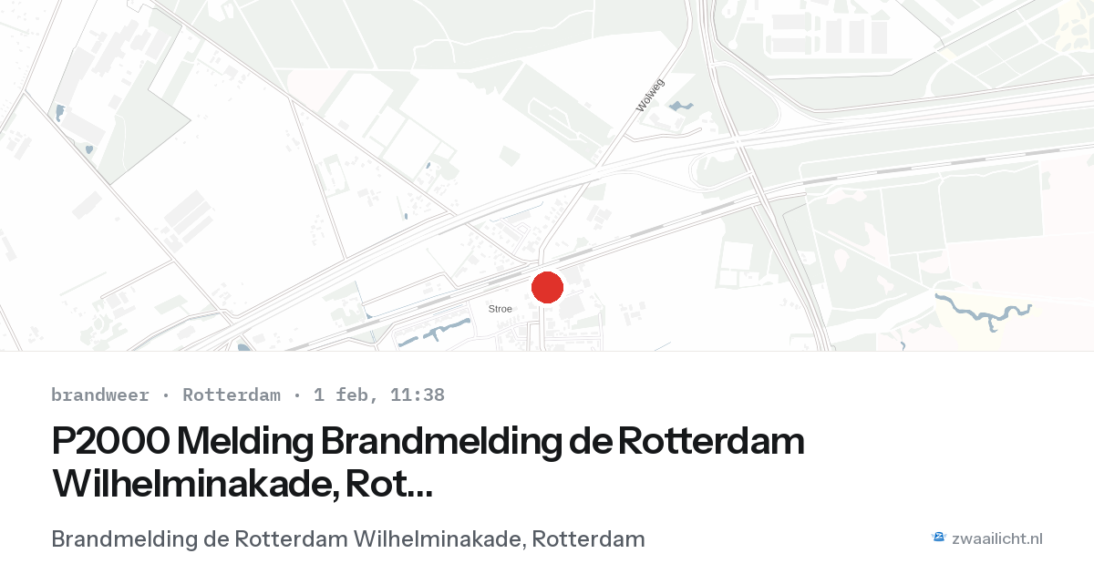 P2000 Melding Brandmelding de Rotterdam Wilhelminakade, Rotterdam — 1 feb 2026