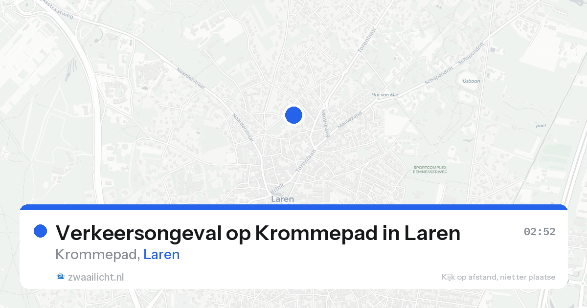 Verkeersongeval op Krommepad in Laren — 20 aug 2026
