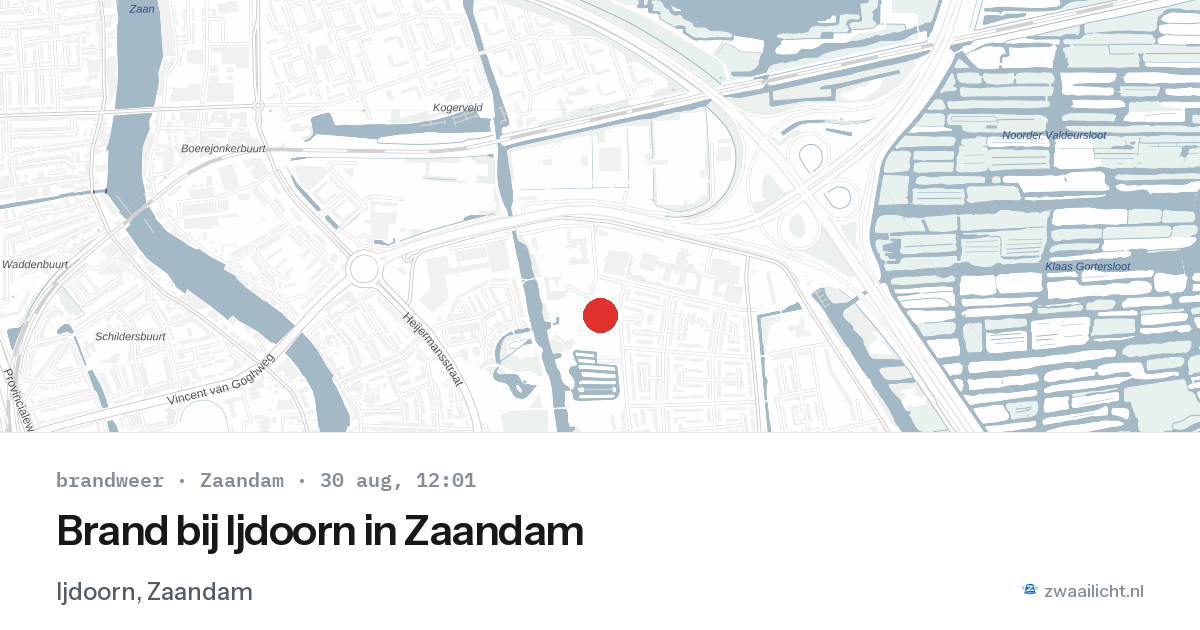 Brand bij Ijdoorn in Zaandam — 30 aug 2026