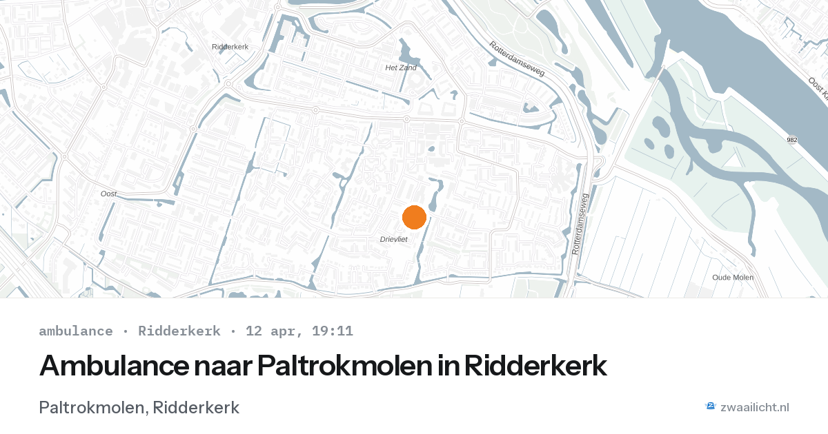 Ambulance naar Paltrokmolen in Ridderkerk — 12 apr 2026