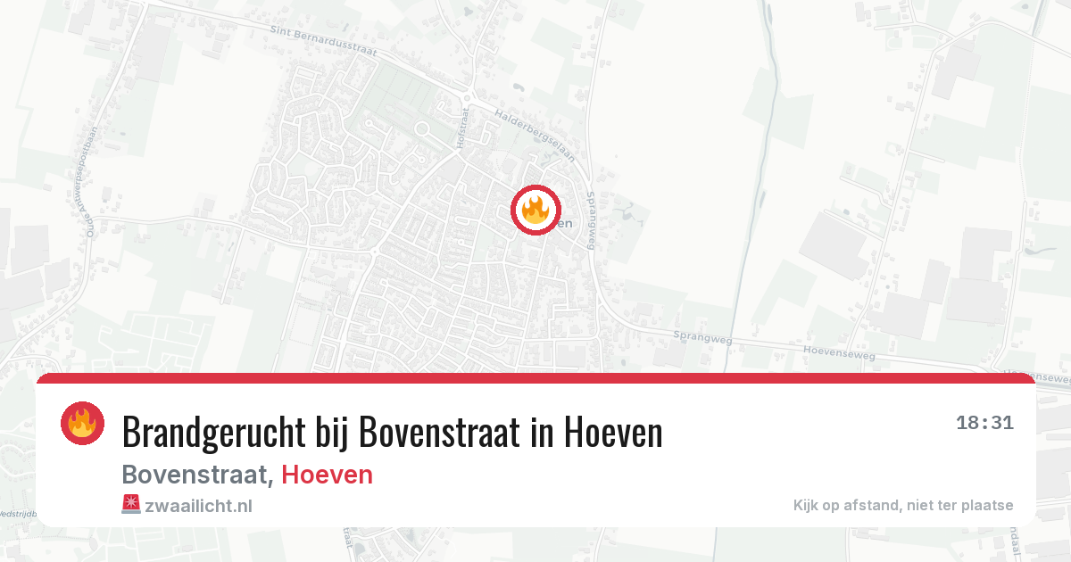 Brandgerucht bij Bovenstraat in Hoeven — 23 apr 2026