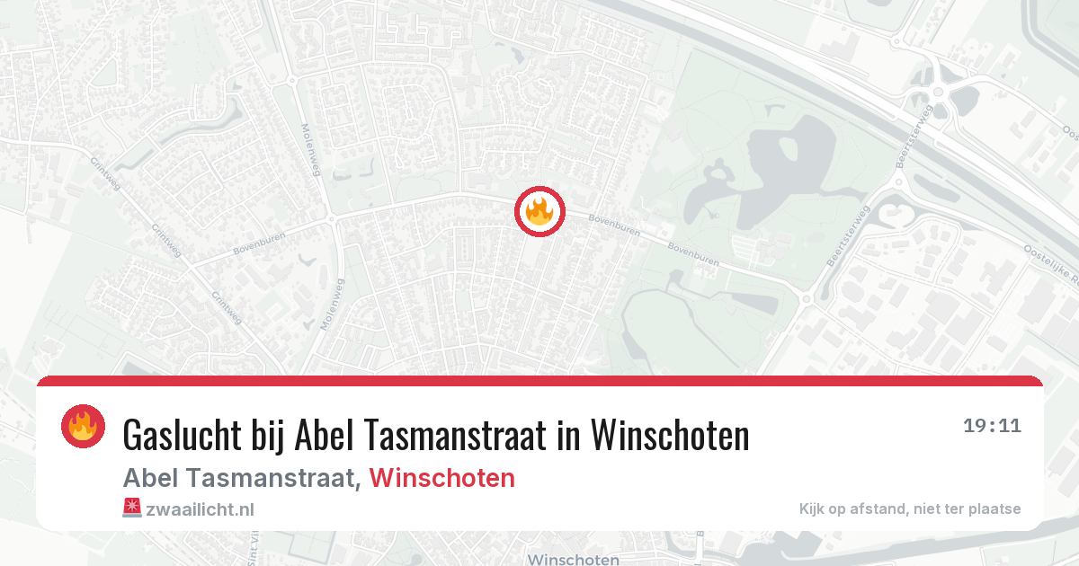 Gaslucht bij Abel Tasmanstraat in Winschoten — 16 apr 2026