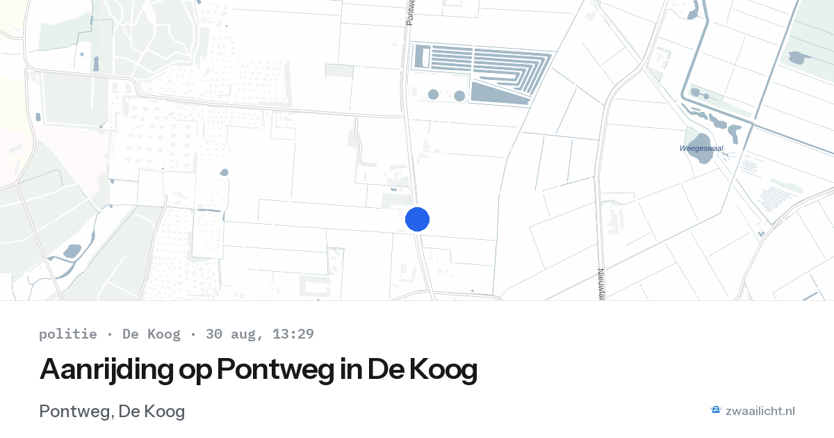 Aanrijding op Pontweg in De Koog — 30 aug 2026