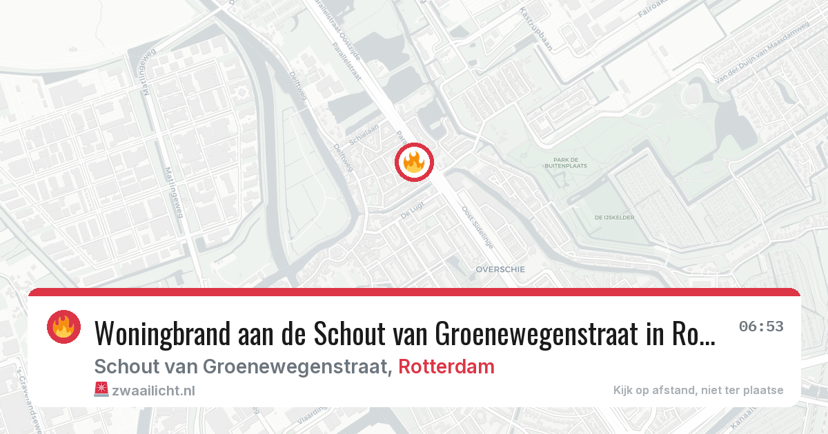 Woningbrand aan de Schout van Groenewegenstraat in Rotterdam — 20 jun 2026