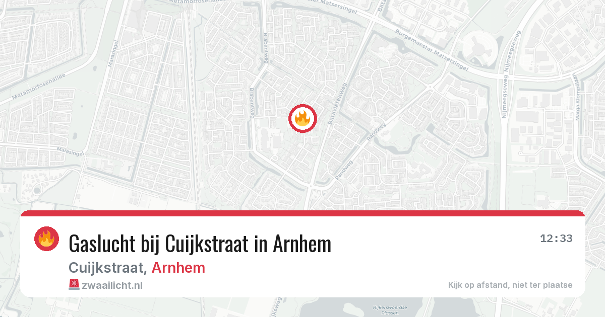 Gaslucht bij Cuijkstraat in Arnhem — 11 aug 2026