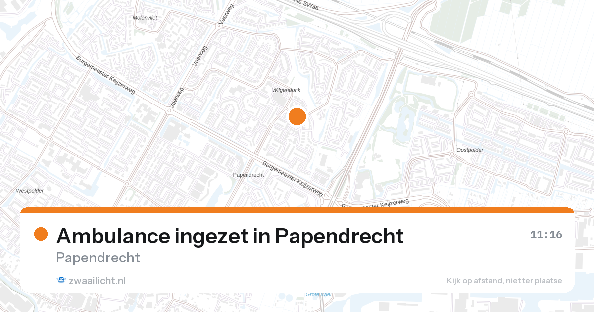 Ambulance ingezet in Papendrecht — 27 aug 2026 | 🚨 Zwaailicht.nl