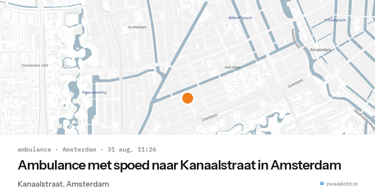 Ambulance met spoed naar Kanaalstraat in Amsterdam — 31 aug 2026