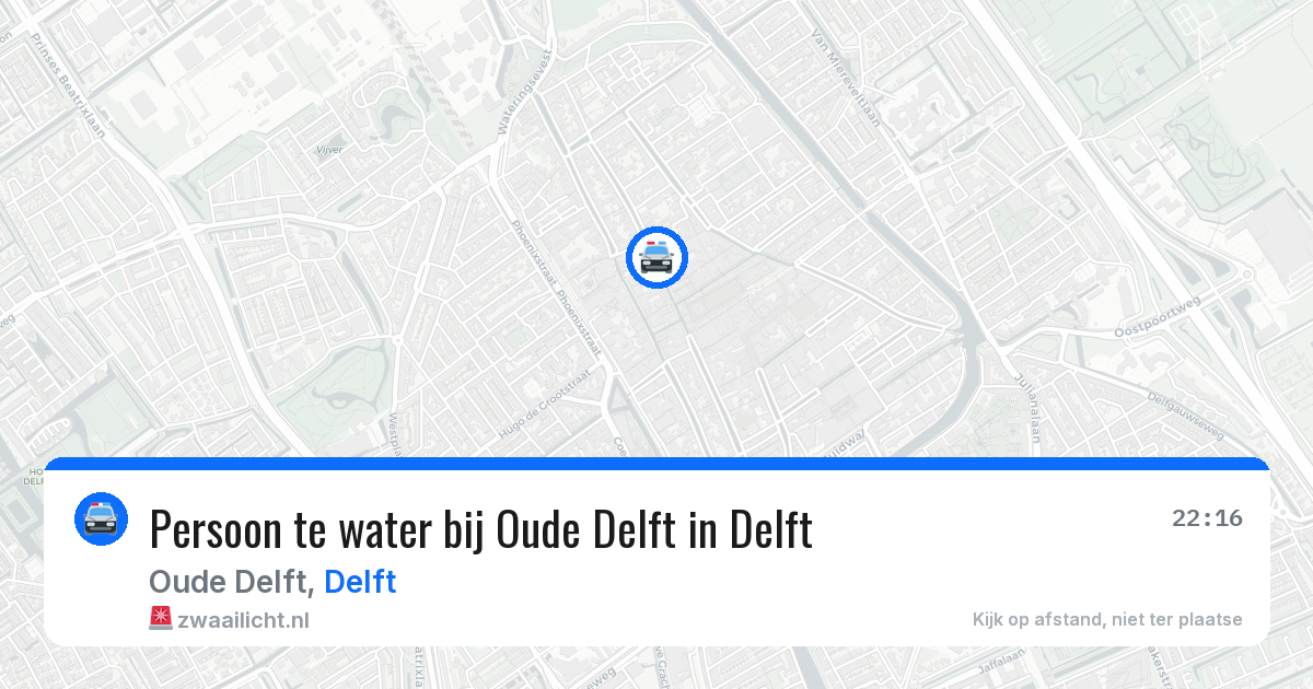 Persoon te water bij Oude Delft in Delft — 29 mrt 2026
