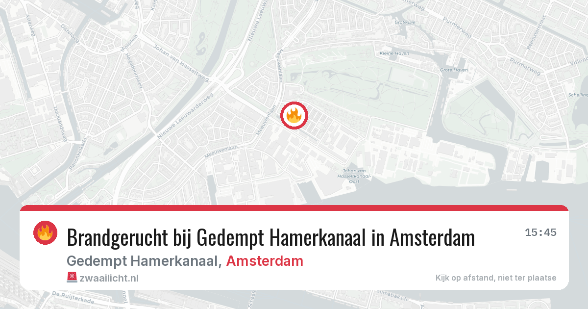 Brandgerucht bij Gedempt Hamerkanaal in Amsterdam — 29 jul 2026