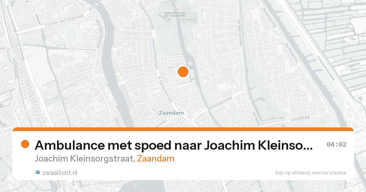 Ambulance met spoed naar Joachim Kleinsorgstraat in Zaandam — 24 aug 2026
