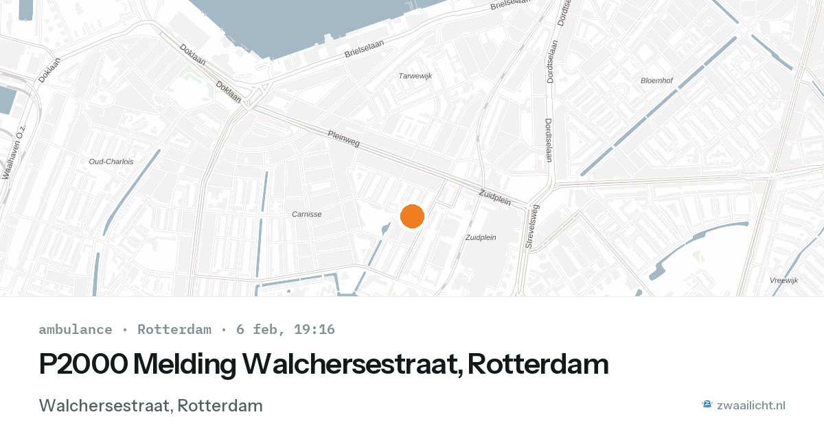 P2000 Melding Walchersestraat, Rotterdam — 6 feb 2026