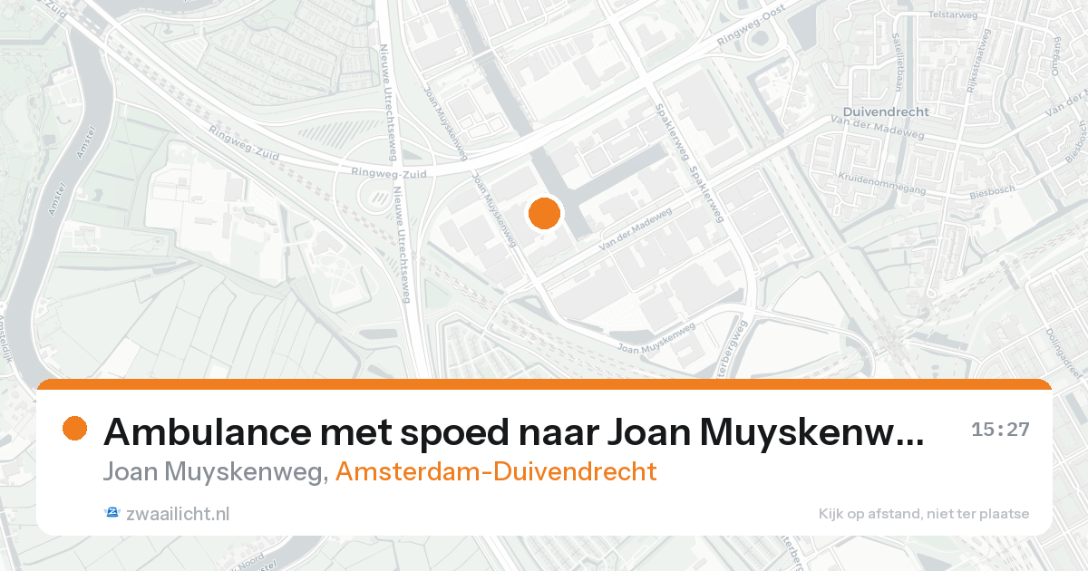 Ambulance met spoed naar Joan Muyskenweg in Amsterdam-Duivendrecht — 20 aug 2026