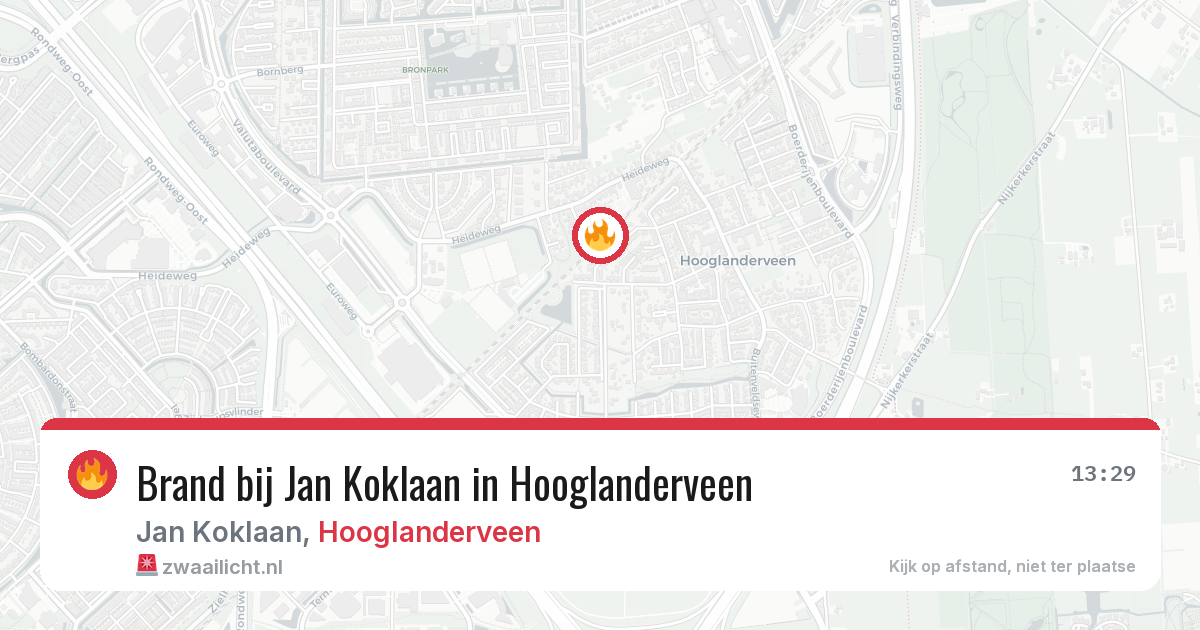 Brand bij Jan Koklaan in Hooglanderveen — 19 jul 2026
