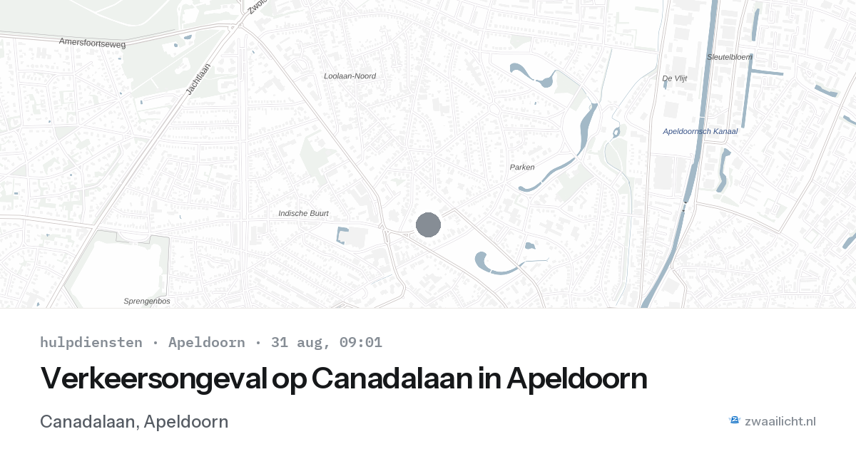 Verkeersongeval op Canadalaan in Apeldoorn — 31 aug 2026