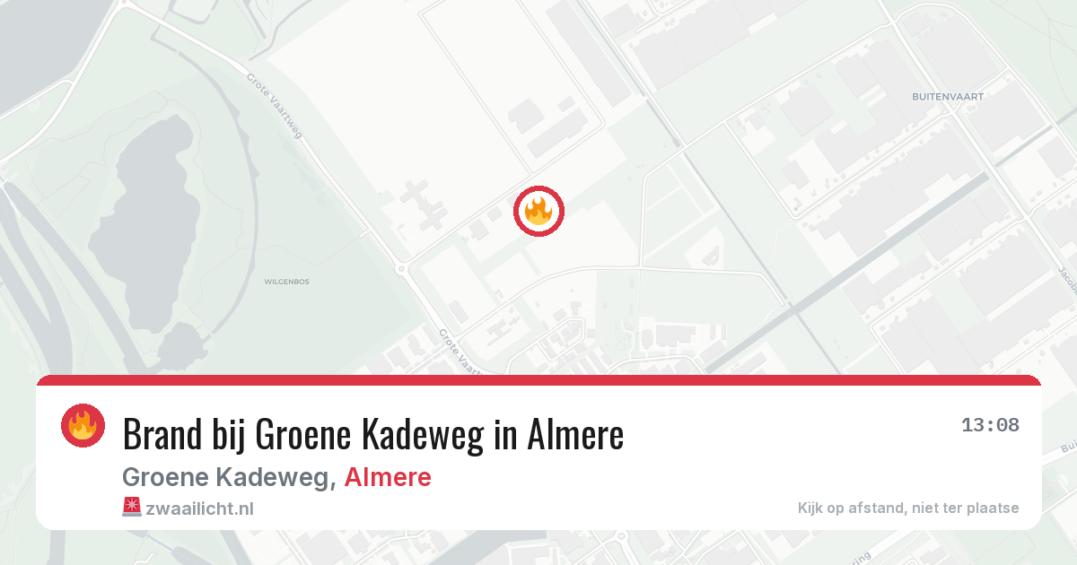 Brand bij Groene Kadeweg in Almere — 14 aug 2026