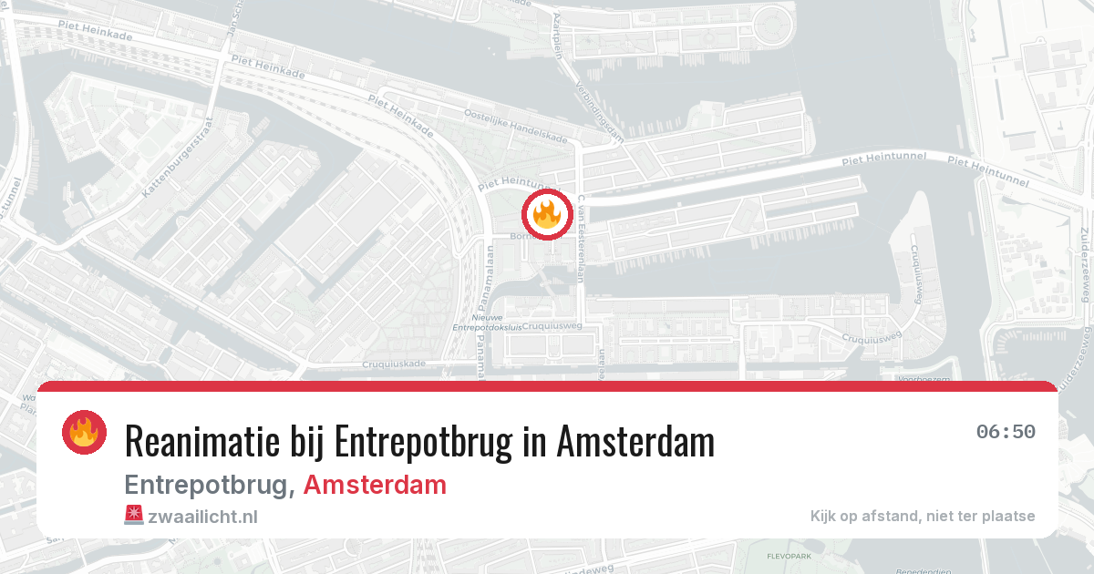 Reanimatie bij Entrepotbrug in Amsterdam — 9 jun 2026