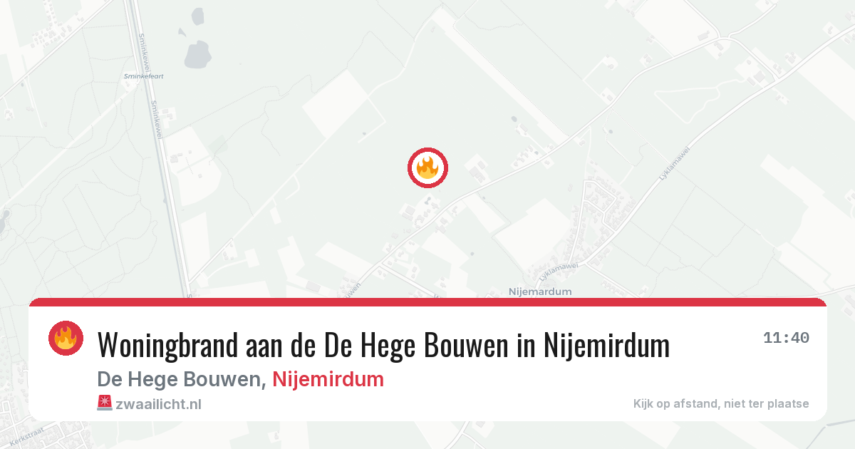 Woningbrand aan de De Hege Bouwen in Nijemirdum — 1 mrt 2026