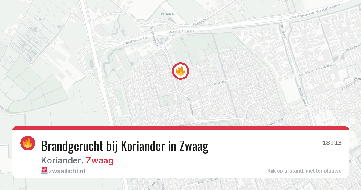Brandgerucht bij Koriander in Zwaag — 3 aug 2026