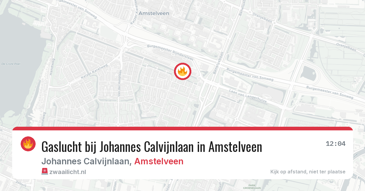 Gaslucht bij Johannes Calvijnlaan in Amstelveen — 20 mei 2026