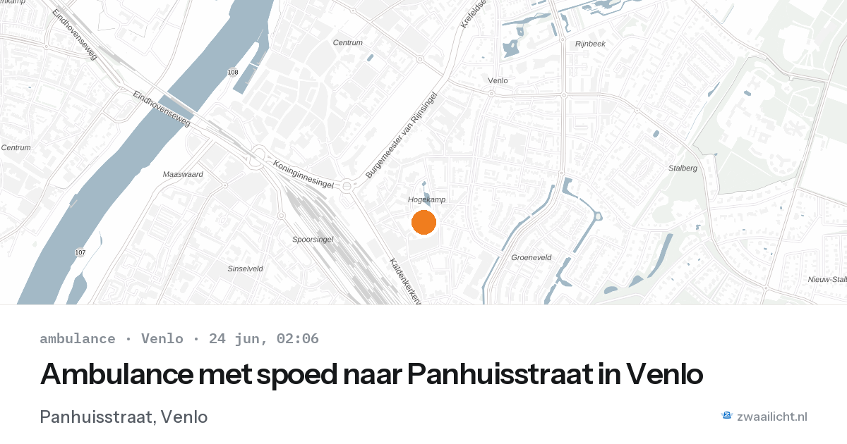 Ambulance met spoed naar Panhuisstraat in Venlo — 24 jun 2026