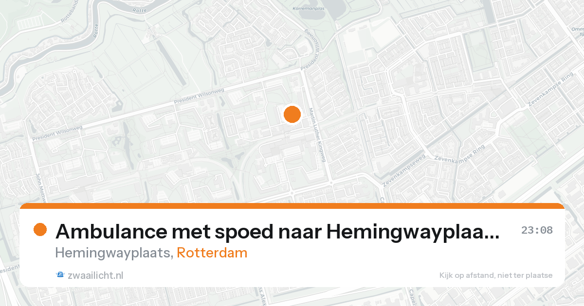 Ambulance met spoed naar Hemingwayplaats in Rotterdam — 18 aug 2026