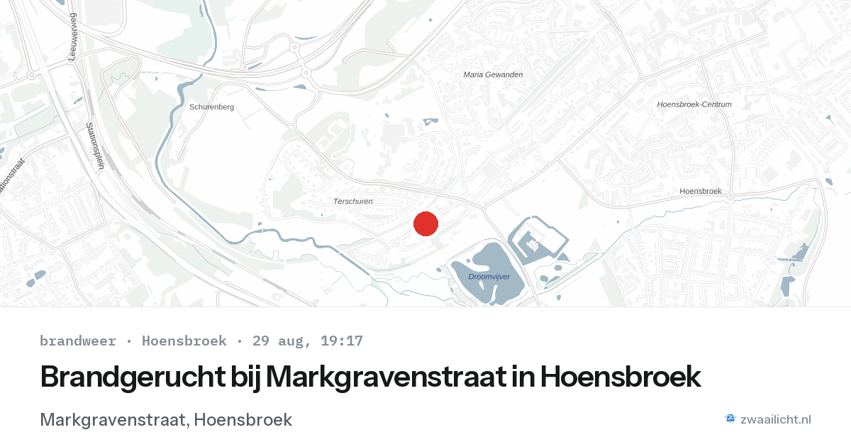 Brandgerucht bij Markgravenstraat in Hoensbroek — 29 aug 2026