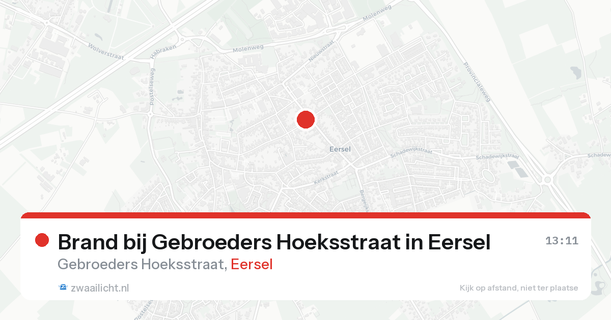 Brand bij Gebroeders Hoeksstraat in Eersel — 24 aug 2026