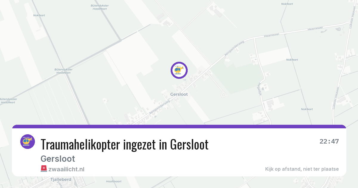 Traumahelikopter ingezet in Gersloot — 10 jul 2026 | 🚨 Zwaailicht.nl